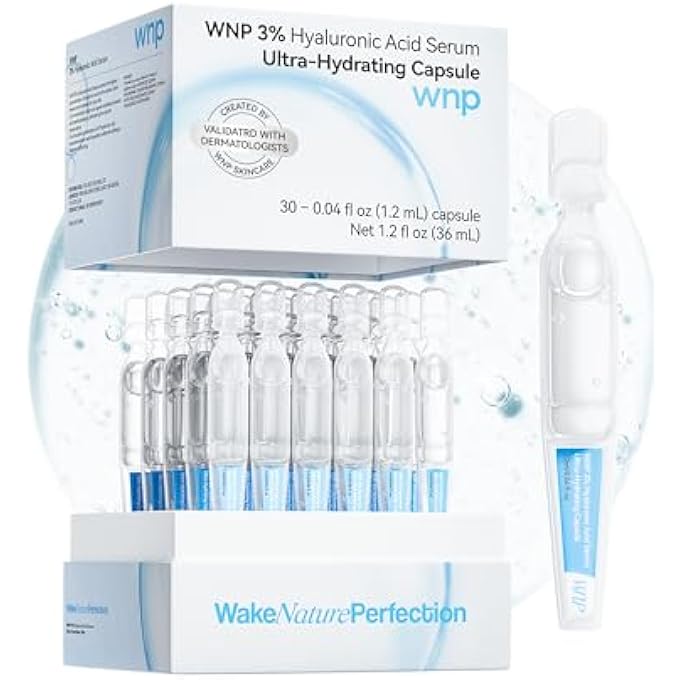 WNP HYALURONIC ACID SERUM 3% FOR FACE WITH 4D MULTI-LAYER HYDRATION | ULTRA HYDRATING ANTI-AGING SERUM | MOISTURIZER FOR DRY & SENSITIVE SKIN | PRE-MAKEUP SKINCARE | SINGLE-USE VIALS 30PCS - Image 1